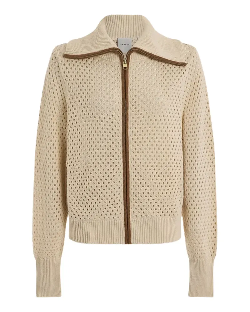 Varley Paula open-knit zip-up cardigan - Nude Nude