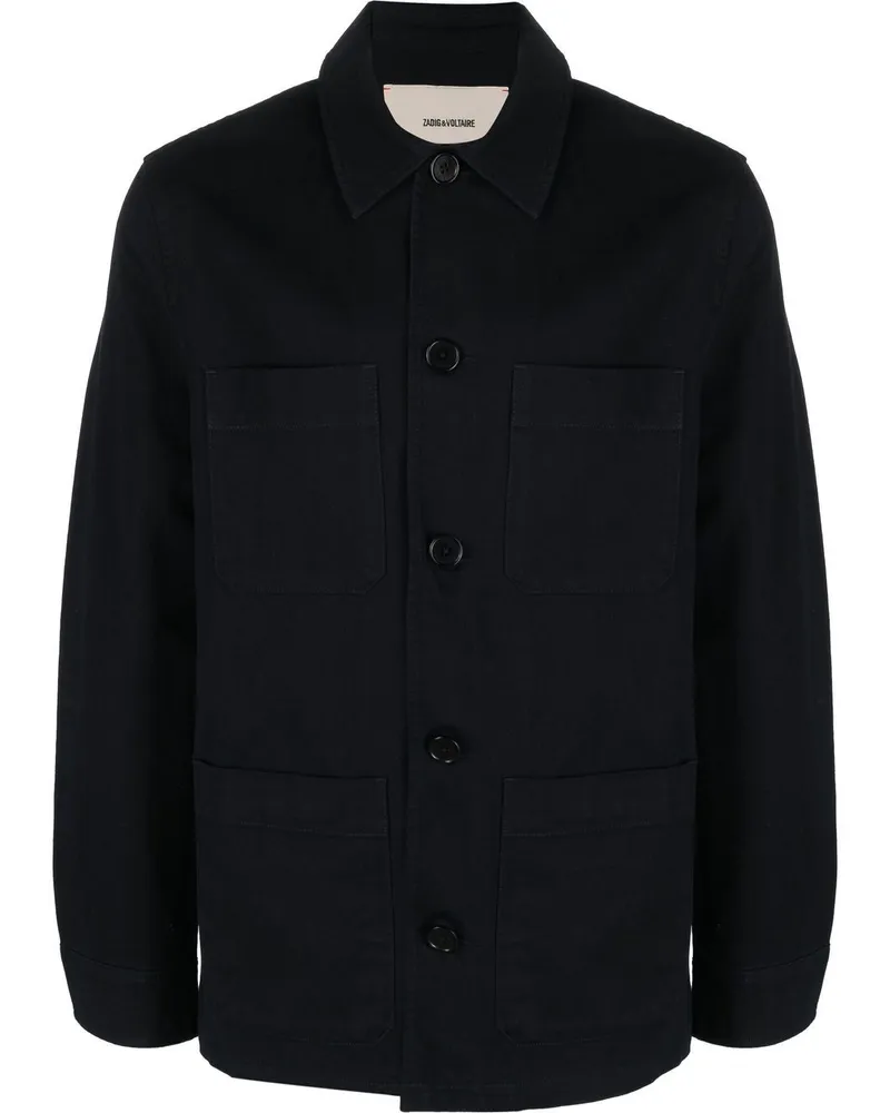 Zadig & Voltaire Hemdjacke mit Slogan-Print - Blau Blau