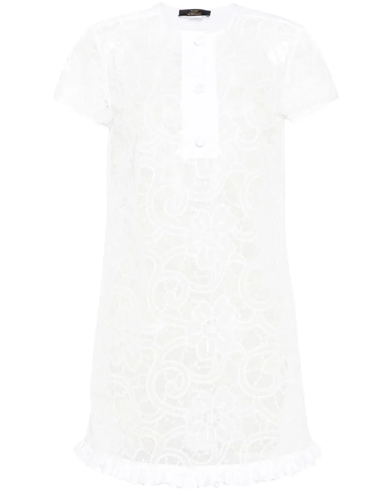 Twin-Set Minikleid mit Blumenstickerei - Weiß Weiß