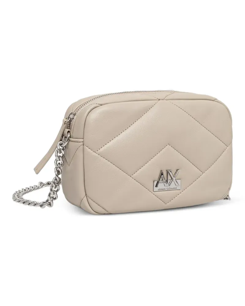 Armani Exchange Gesteppte Umhängetasche mit Logo-Schild - Nude Nude