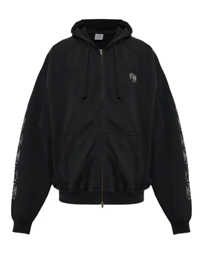 VETEMENTS Kapuzenjacke mit Logo-Print - Schwarz Schwarz