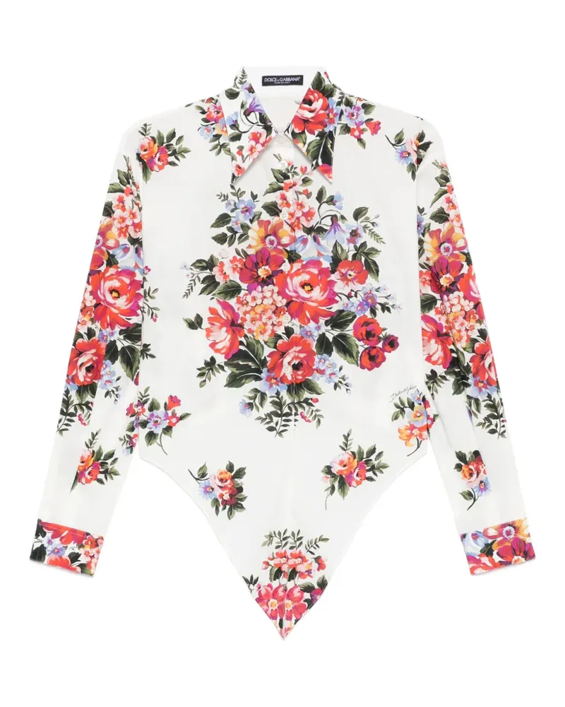Dolce & Gabbana Hemd mit Blumen-Print - Weiß Weiß