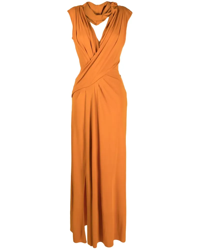 Alberta Ferretti Drapiertes Maxikleid - Orange Orange