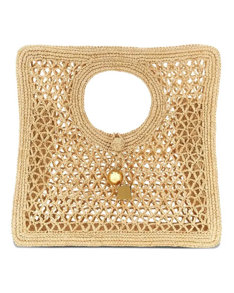 Jacquemus small The Spiaggia circular-handle crochet tote bag - Nude Nude