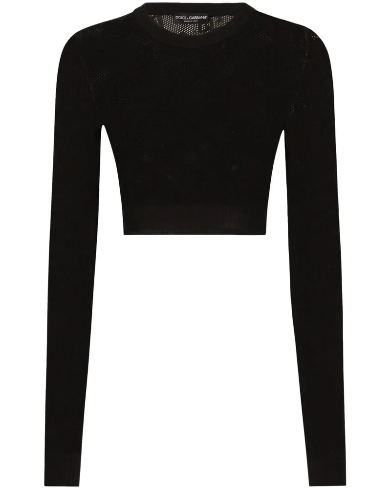 Dolce & Gabbana Top mit Lochstrickmuster - Schwarz Schwarz