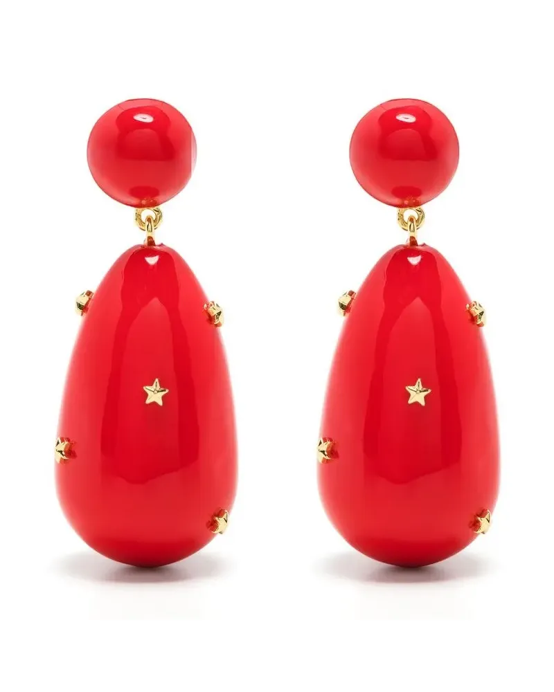 Eshvi Emaillierte Hängeohrringe - Rot Rot