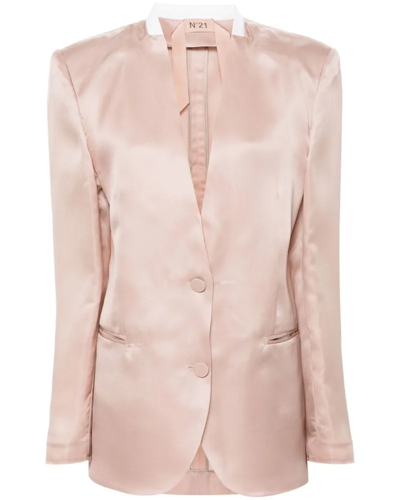 N° 21 Einreihiger Blazer aus Seide Rosa