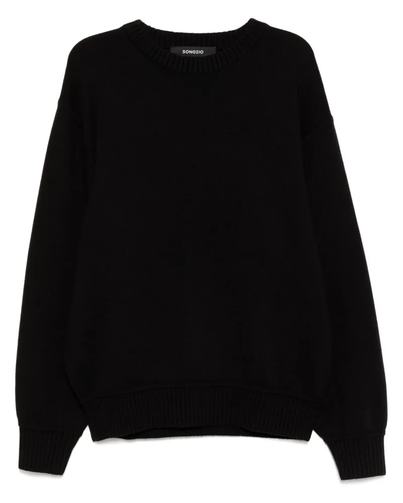 SONGZIO Blackeyes Pullover mit Ellenbogen-Patch - Schwarz Schwarz