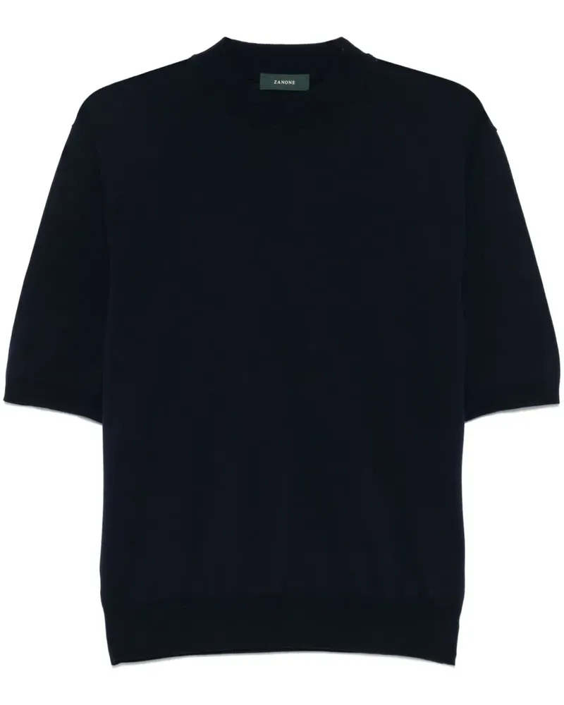 Zanone Fein gestricktes T-Shirt - Blau Blau