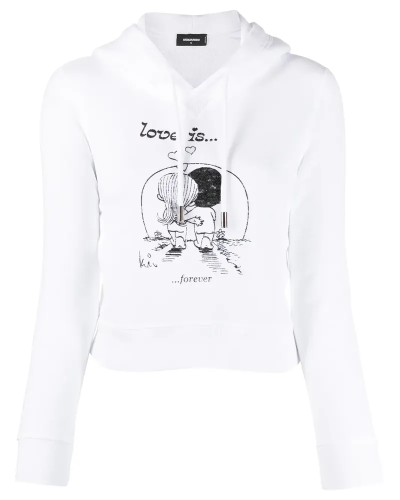 Dsquared2 Cropped-Kapuzenpullover - Weiß Weiß