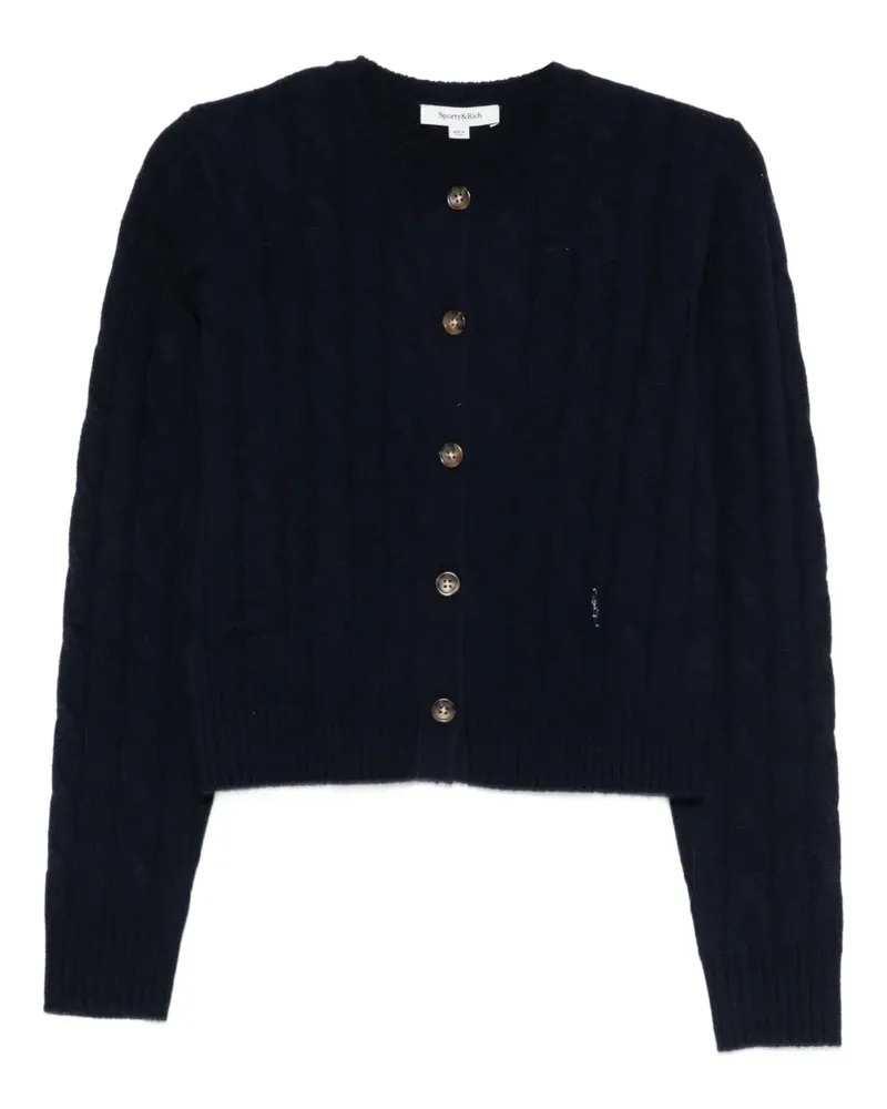 SPORTY & RICH Cardigan mit Zopfmuster - Blau Blau