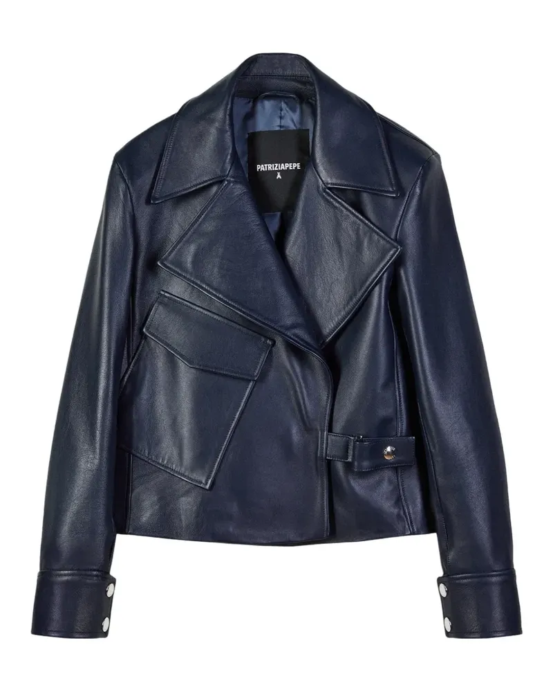 Patrizia Pepe pocket-detail leather jacket - Blau Blau