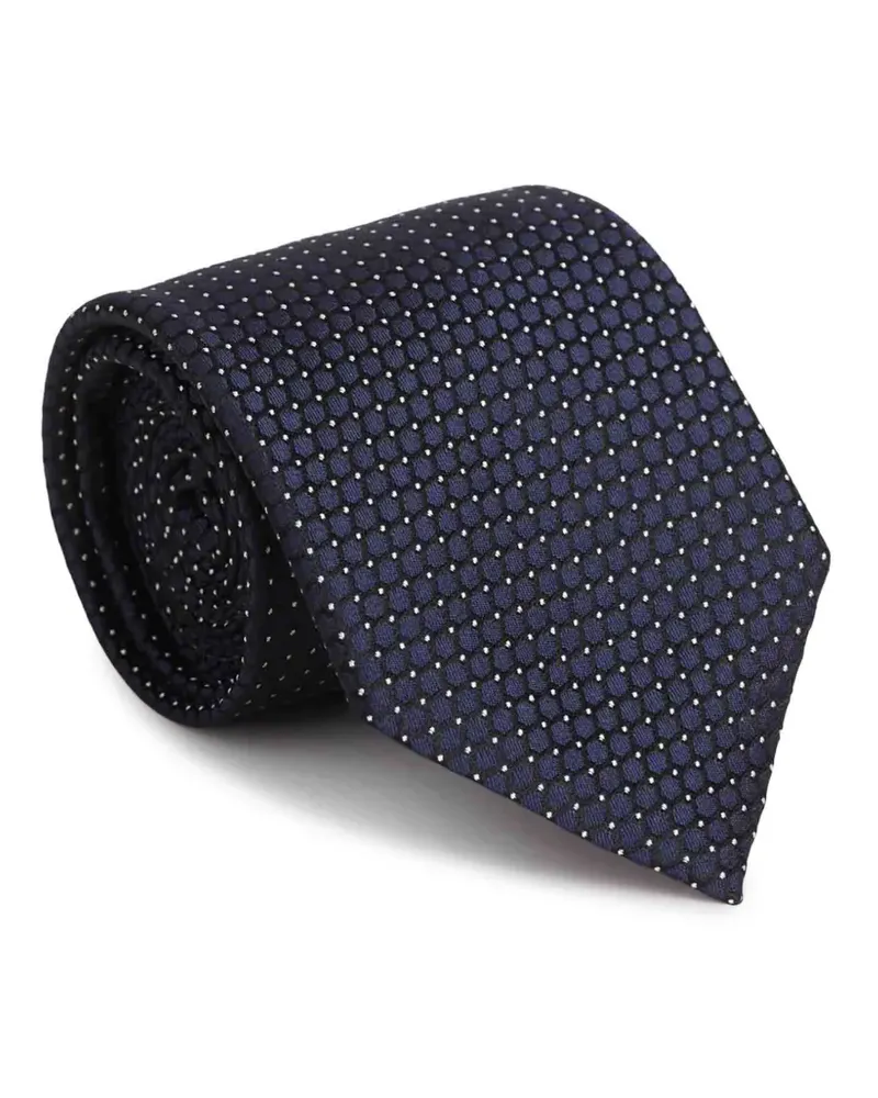 Ermenegildo Zegna Geometrisch gemusterte Seidenkrawatte - Blau Blau