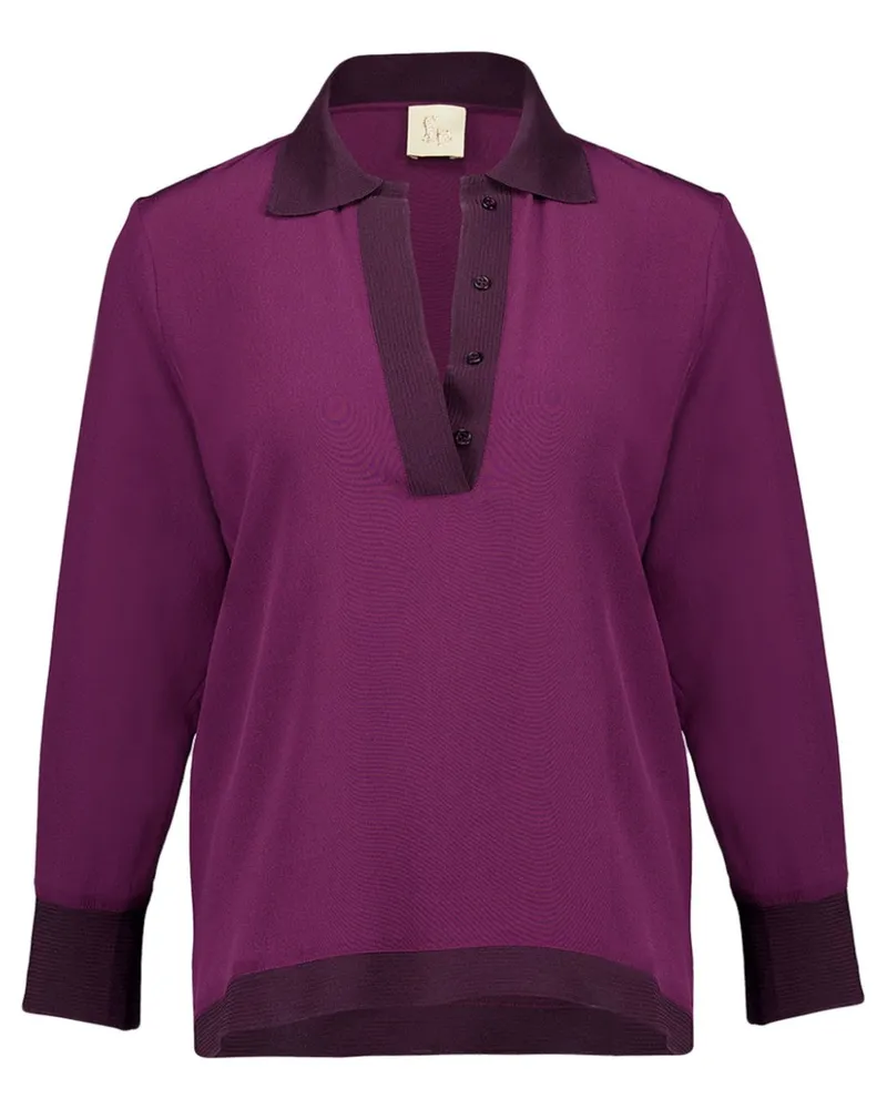 PAULA Seidenbluse mit V-Ausschnitt - Violett Violett