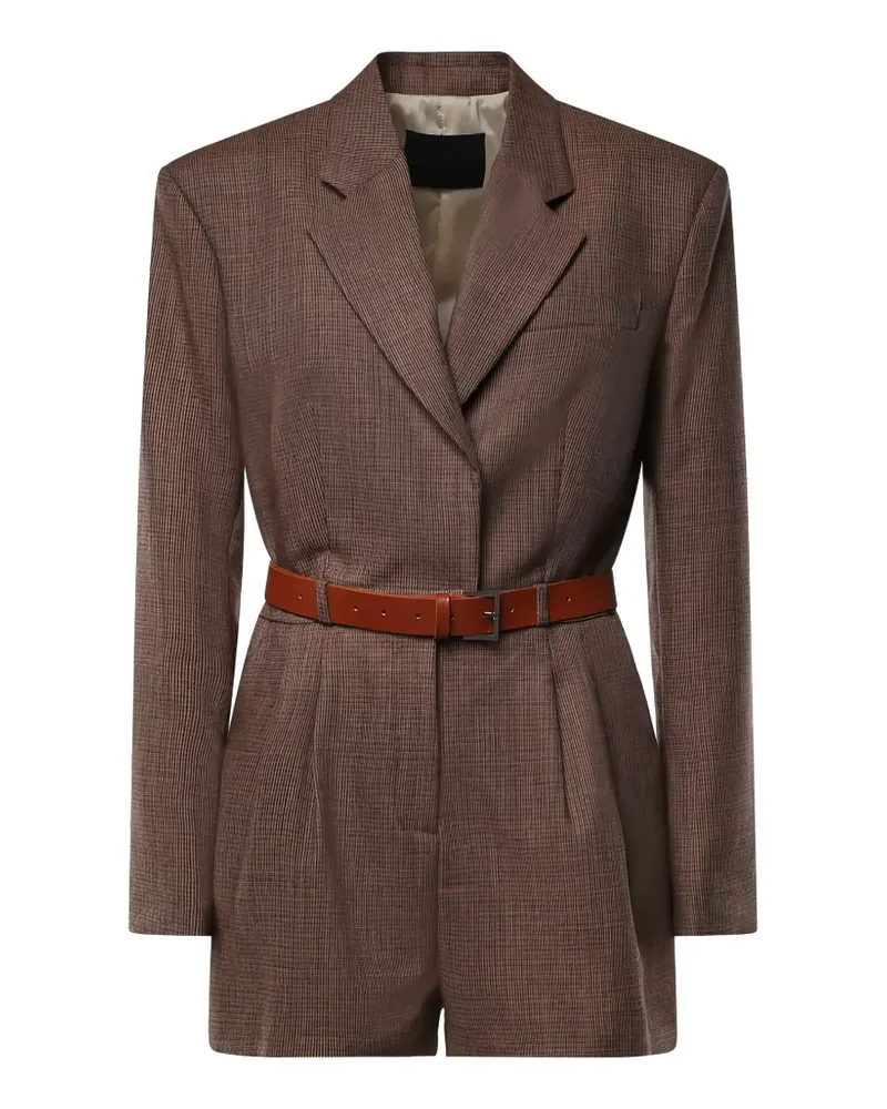 Dondup belted check-pattern jumpsuit - Braun Braun