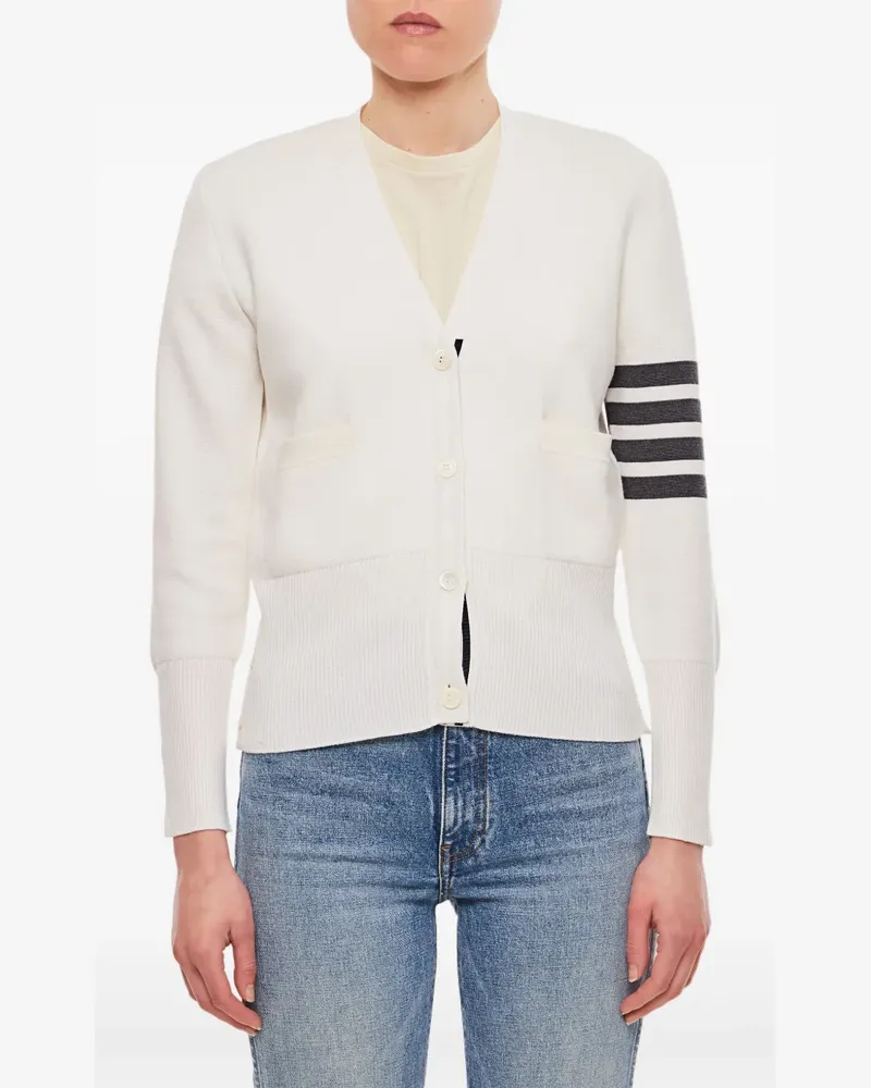Thom Browne Cardigan mit V-Ausschnitt - Weiß Weiß