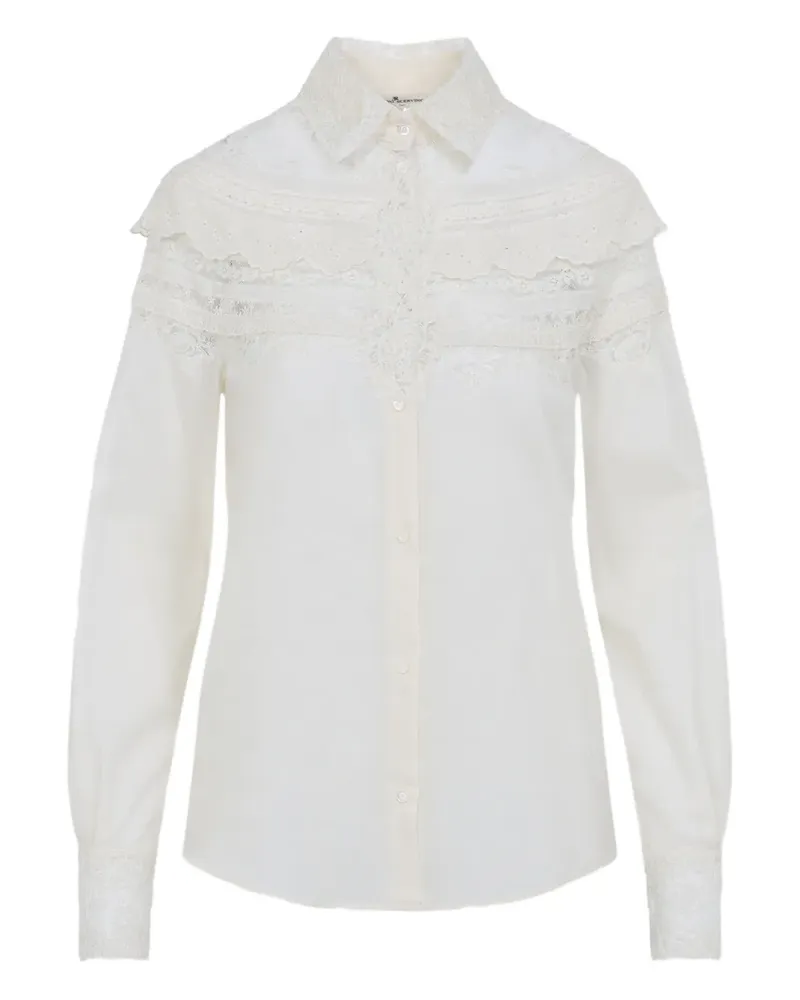 Ermanno Scervino lace-detail buttoned shirt - Weiß Weiß