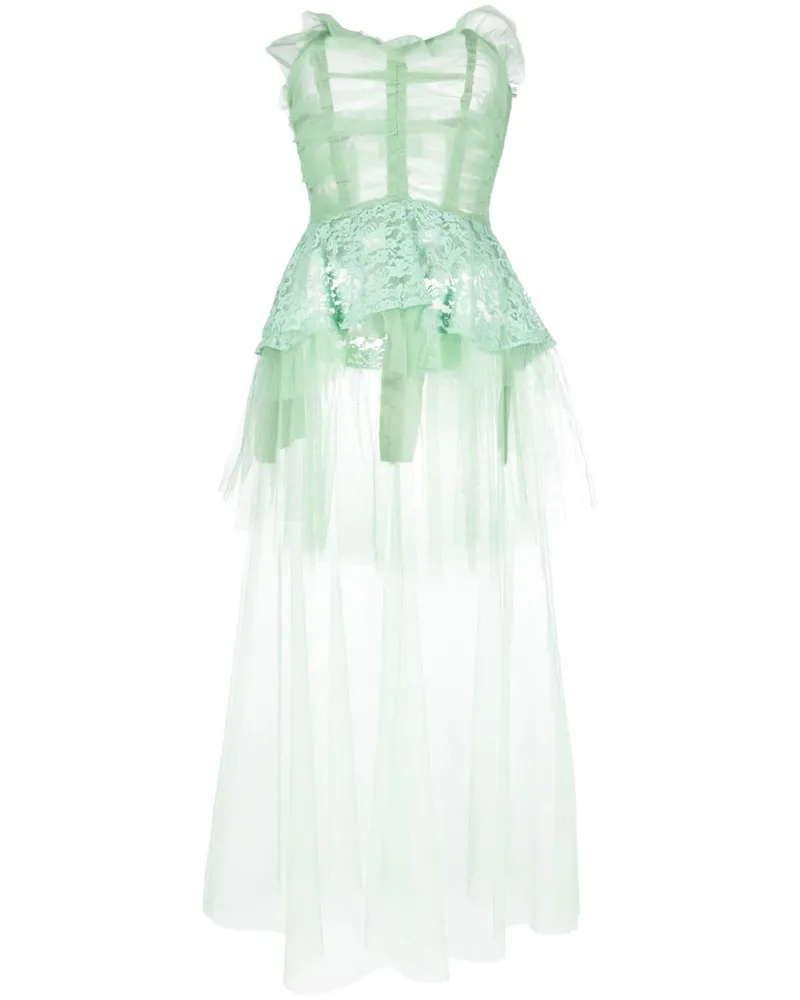 Maison Margiela Schulterfreies Maxikleid aus Tüll - Grün Grün