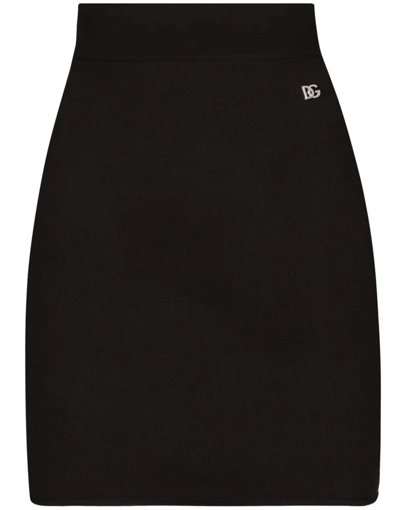 Dolce & Gabbana Minirock mit Logo-Schild - Schwarz Schwarz