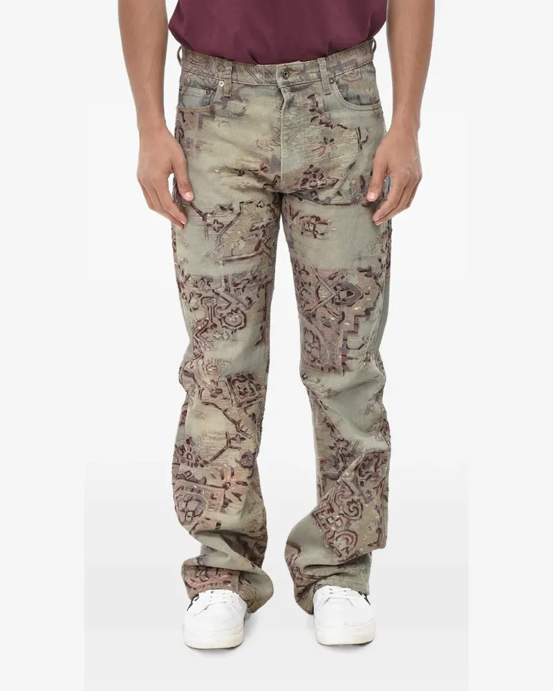 OFF-WHITE tapestry-print jeans - Grau Grau