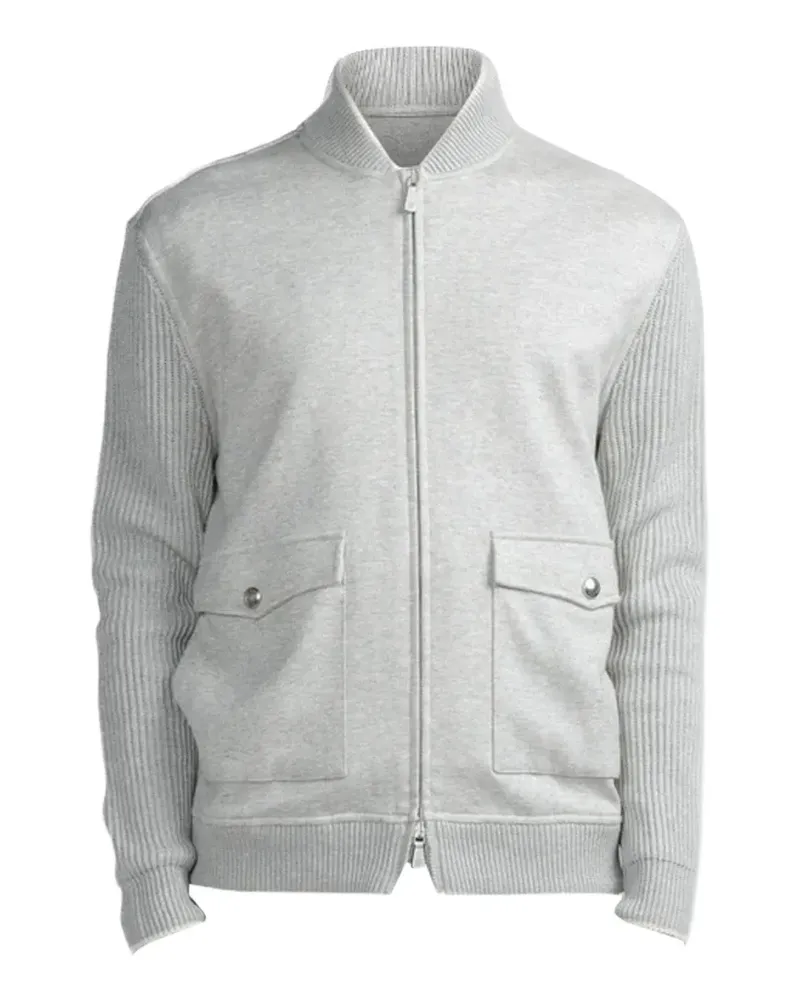 Eleventy ribbed-knit panelled jacket - Grau Grau