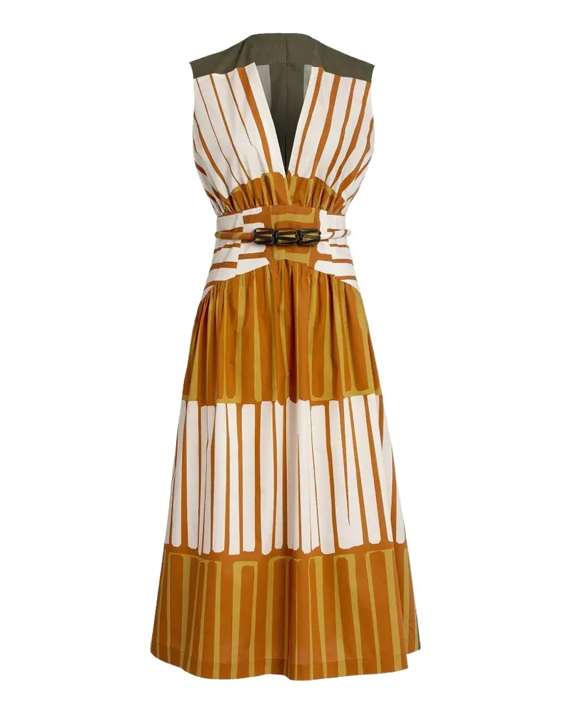 Silvia Tcherassi Midikleid mit Streifen-Print - Orange Orange