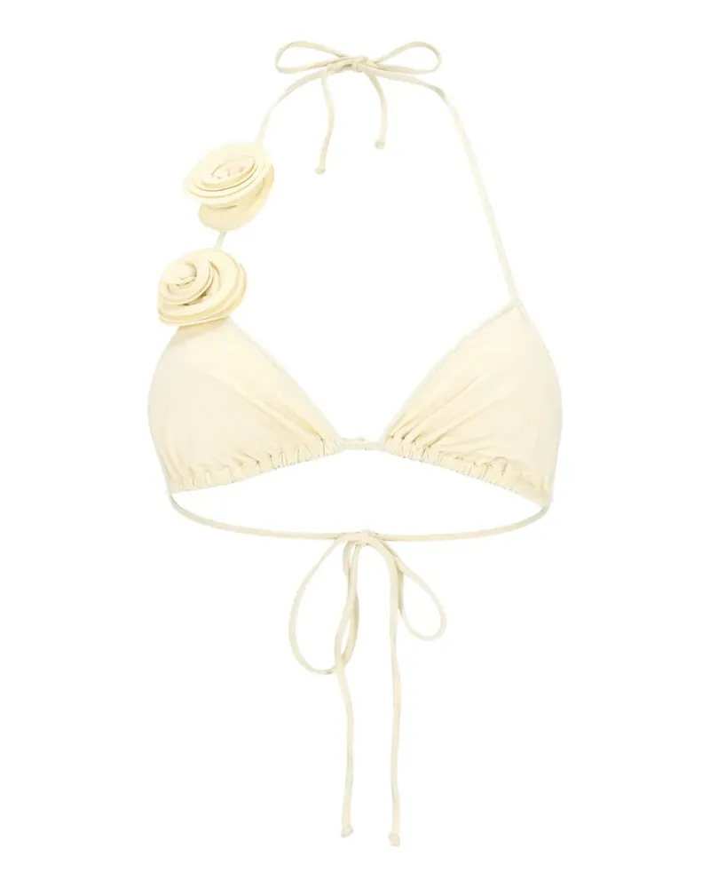 La Reveche Ashar floral-appliqué bikini top - Weiß Weiß