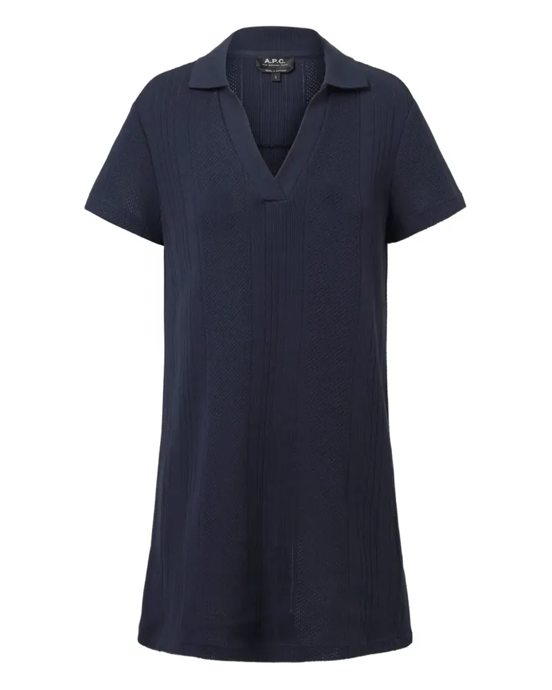 A.P.C. Strukturiertes Aliénor Polo-Minikleid - Blau Blau
