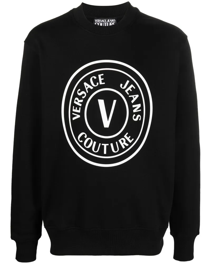 Versace Jeans Sweatshirt mit Logo-Print Schwarz