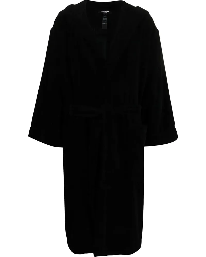 Dsquared2 Bademantel mit Gürtel - Schwarz Schwarz