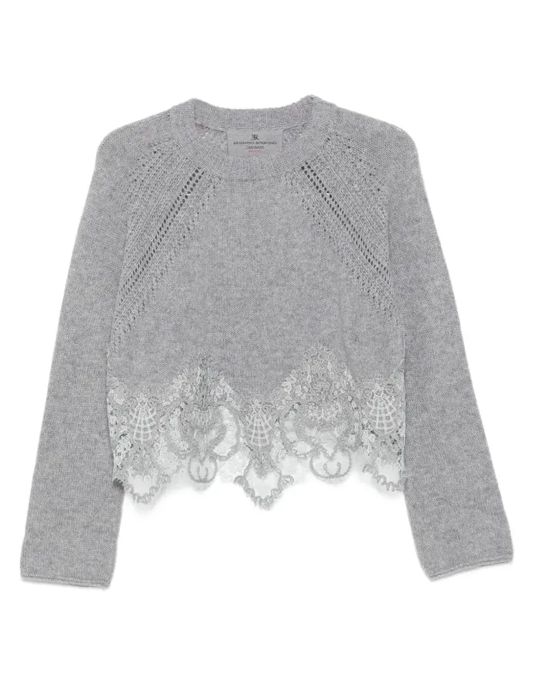 Ermanno Scervino Kaschmirpullover mit Spitzenbesatz - Grau Grau