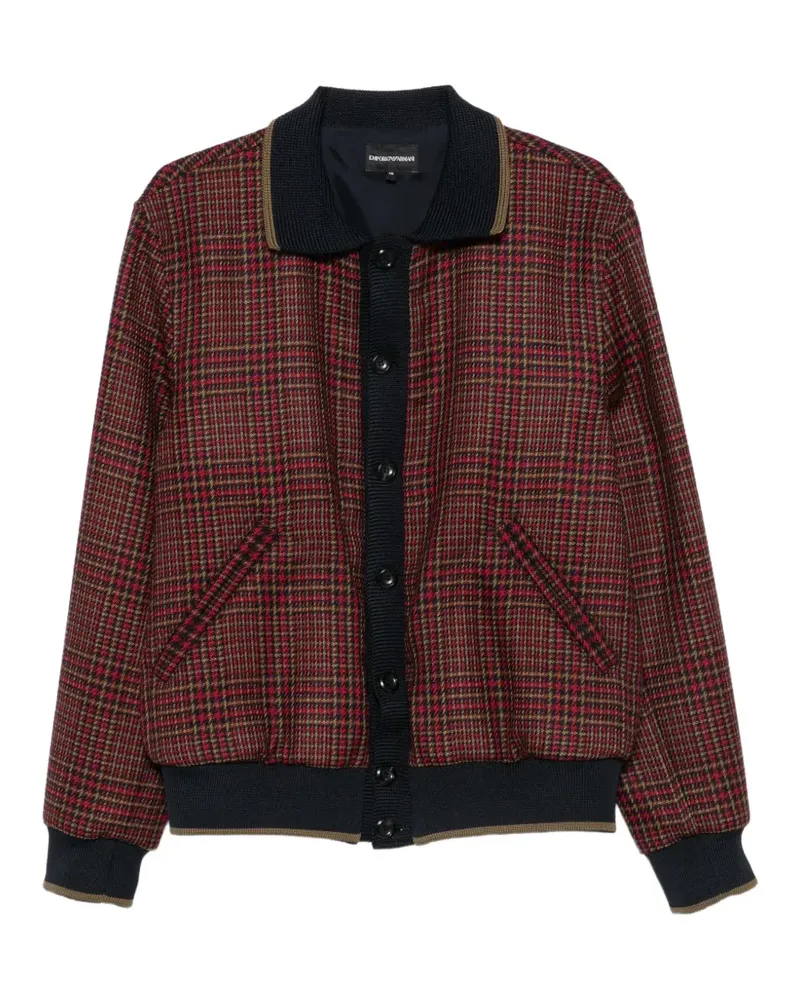 Emporio Armani Geknöpfte Jacke mit Karomuster - Rot Rot
