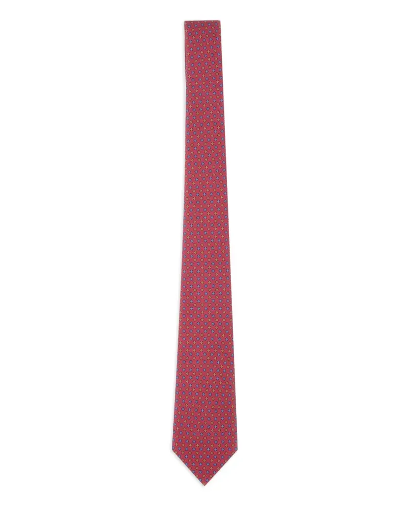 Kiton Seidenkrawatte mit Blumenmuster - Rot Rot
