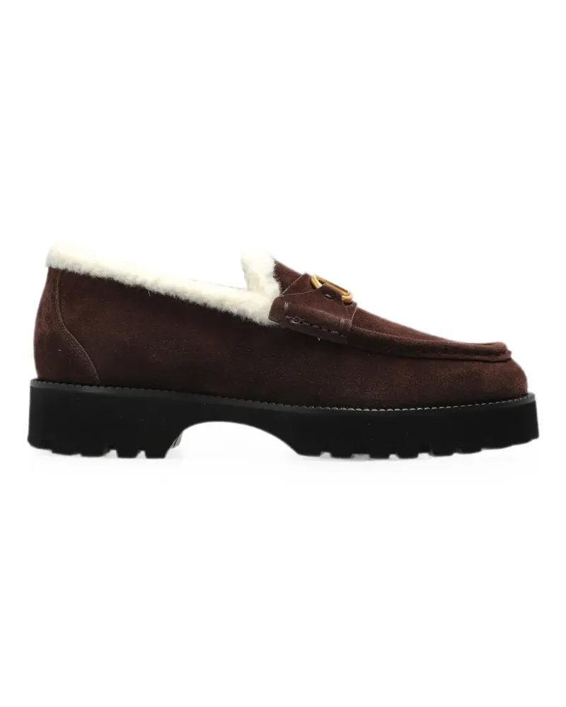 Valentino Garavani VLogo Signature shearling-lined loafers - Braun Braun