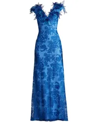 Tadashi Shoji Abendkleid aus Blumenspitze Blau