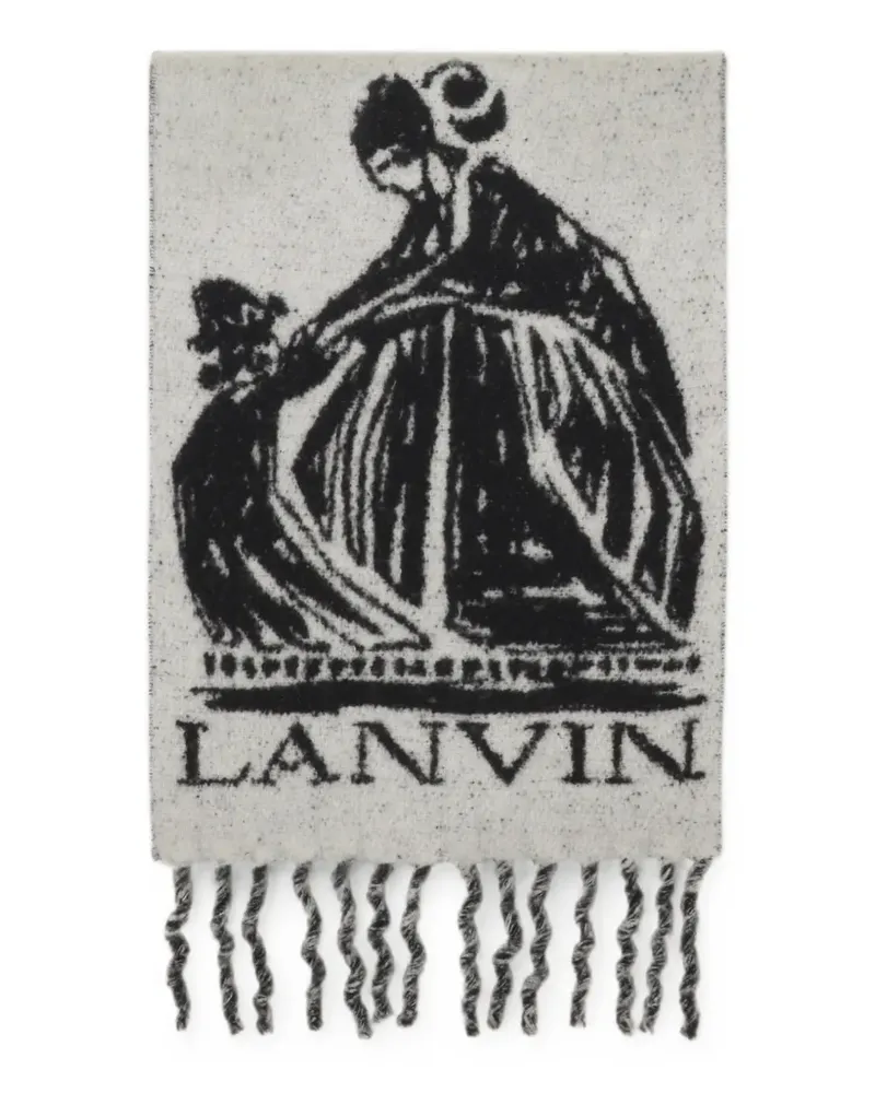 Lanvin Schal mit Fransen - Grau Grau