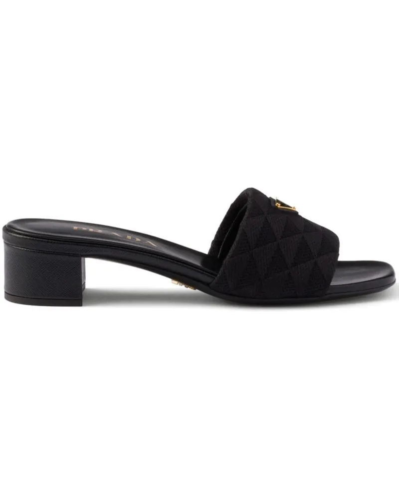 Prada Bestickte Sandalen - Schwarz Schwarz