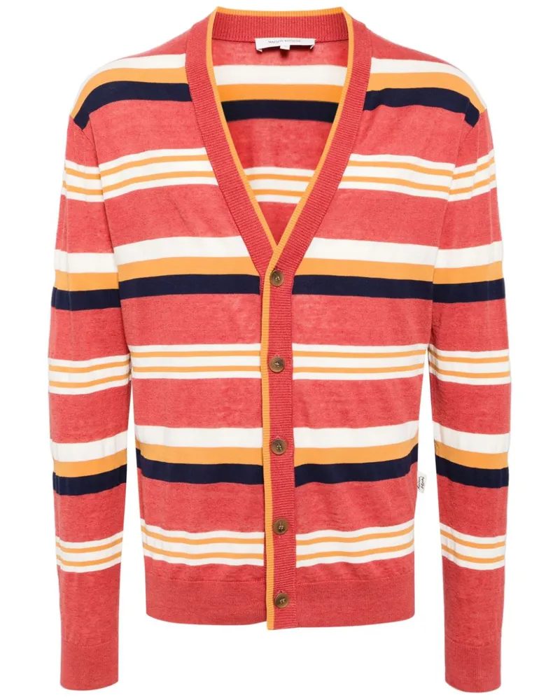 Kitsuné Gestreifter Intarsien-Cardigan - Rot Rot