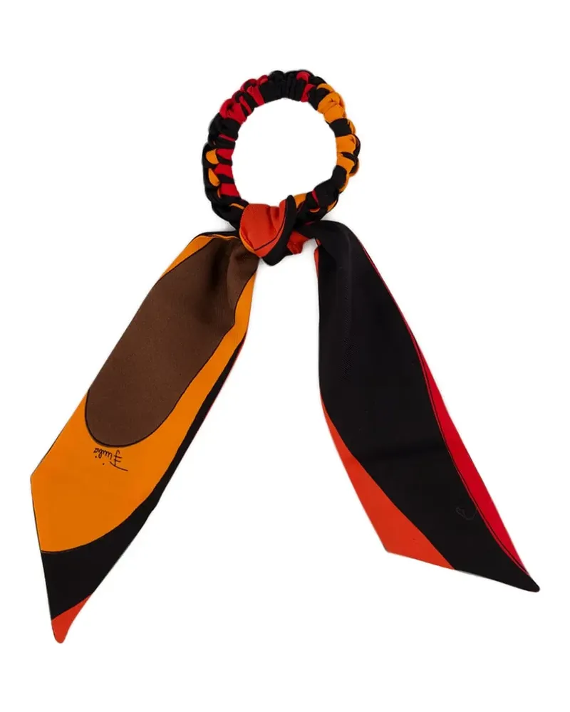 Emilio Pucci Marmo-print bow scrunchie - Schwarz Schwarz