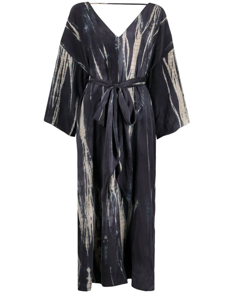 VOZ Kleid mit abstraktem Muster - Blau Blau