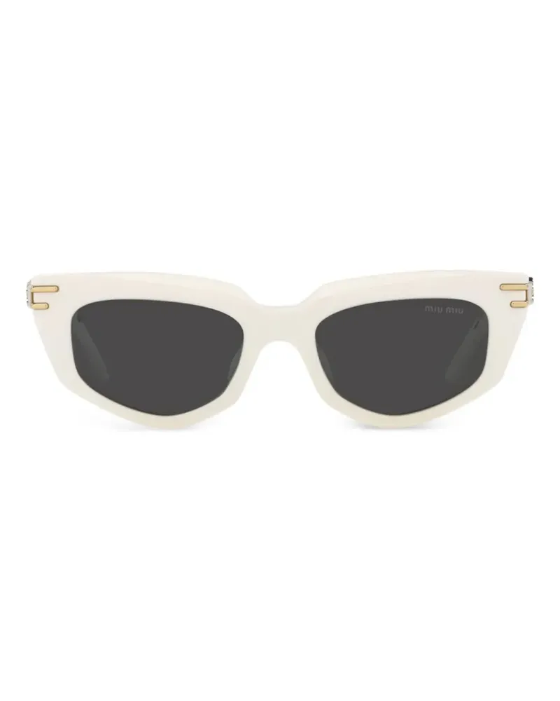 Miu Miu Cat-Eye-Sonnenbrille mit Metallbügeln - Weiß Weiß