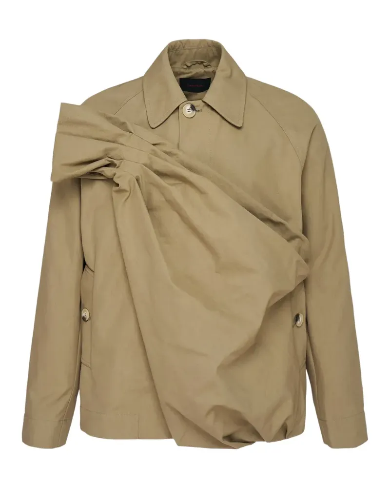 Simone Rocha draped-detail raglan-sleeve shirt jacket - Nude Nude