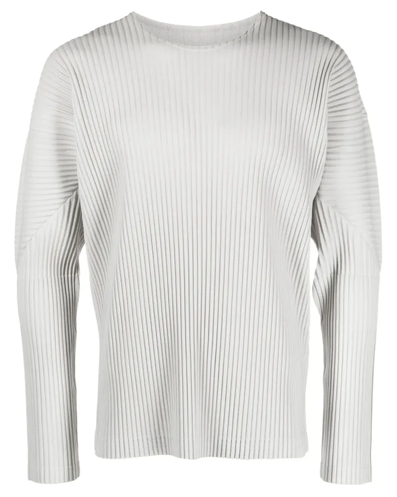 Issey Miyake Plissiertes Langarmshirt - Grau Grau