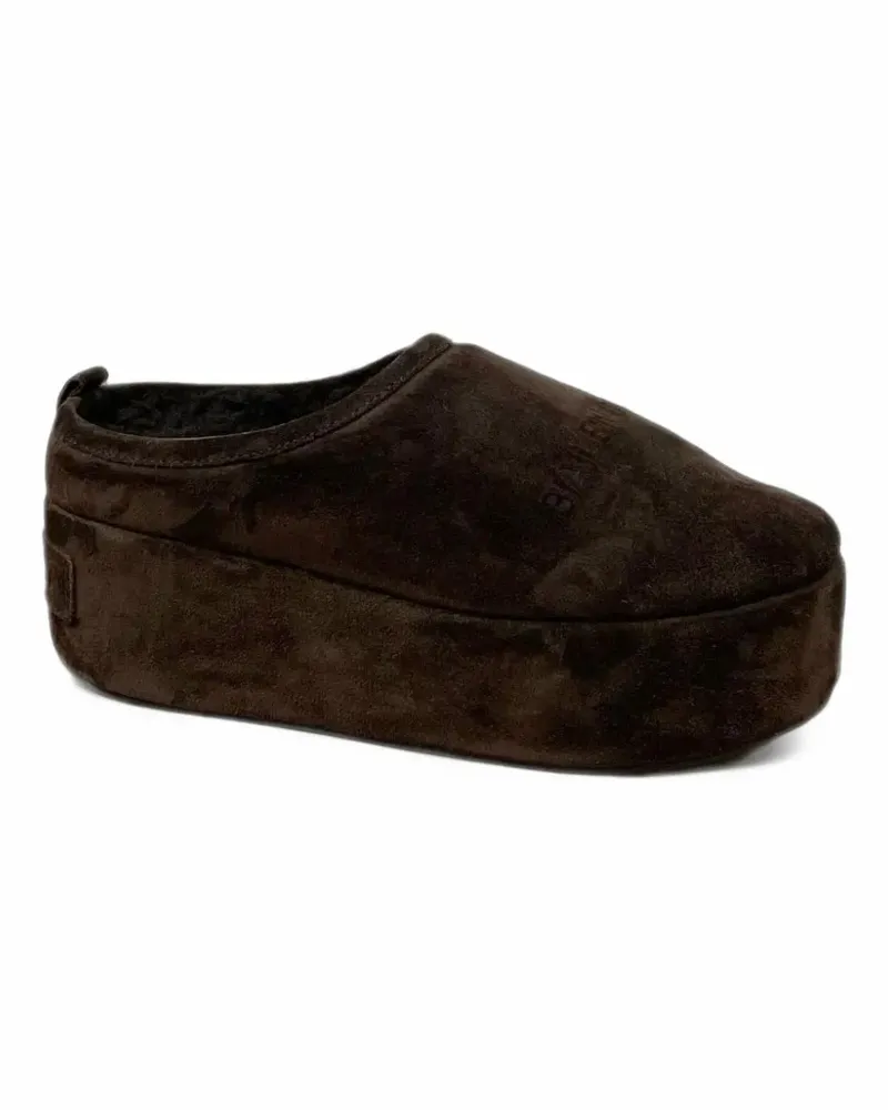 Balenciaga Alaska Soft platform mules in light espresso - Braun Braun