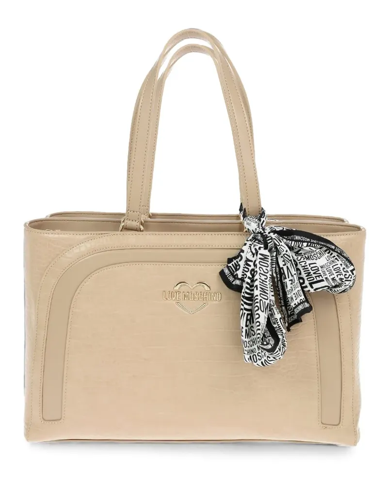 Moschino Shopper mit Kroko-Optik - Nude Nude