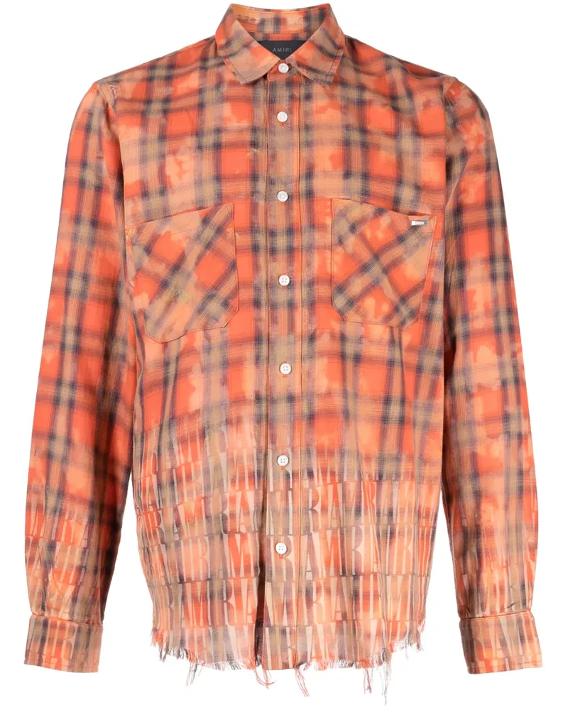 Amiri Flanellhemd mit Bleach-Effekt - Orange Orange