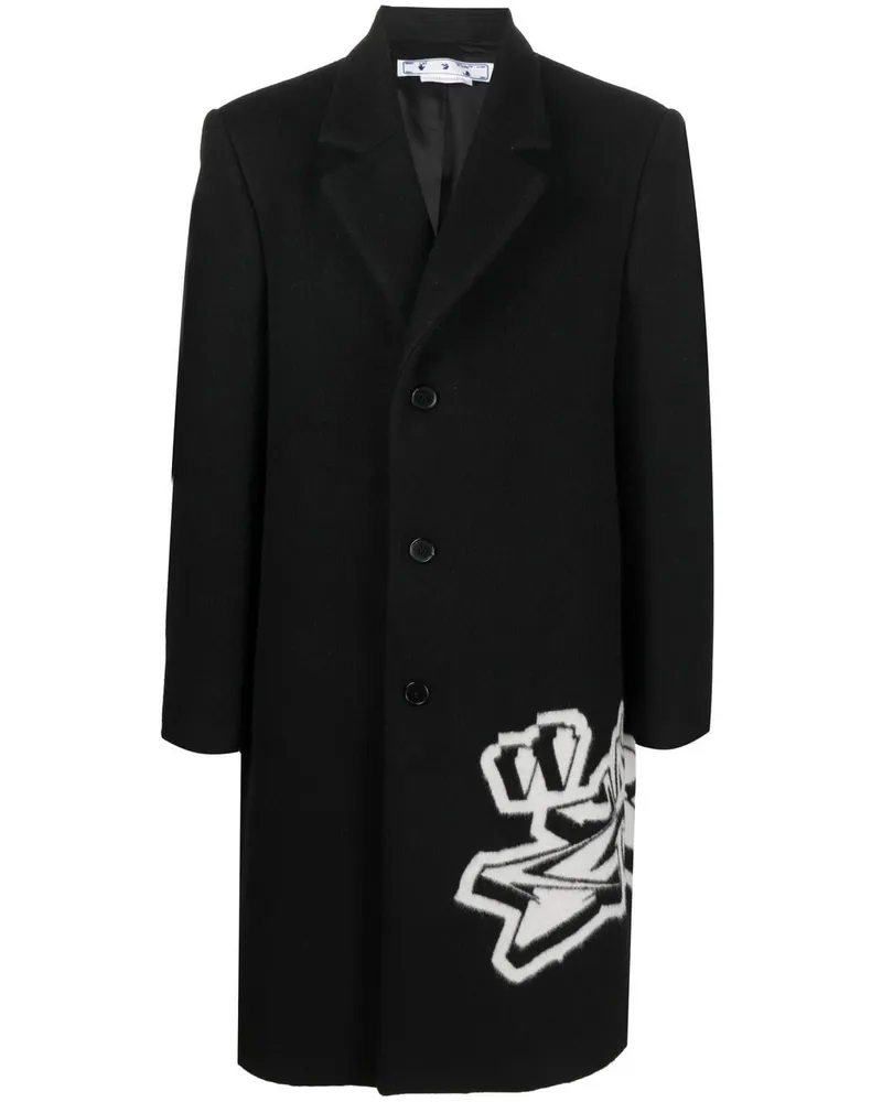 OFF-WHITE Mantel mit Graffiti-Motiv - Schwarz Schwarz