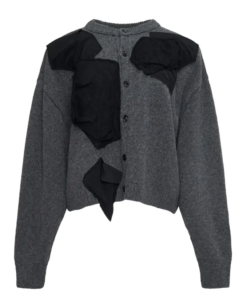 Yohji Yamamoto patchwork-design button-up cardigan - Grau Grau