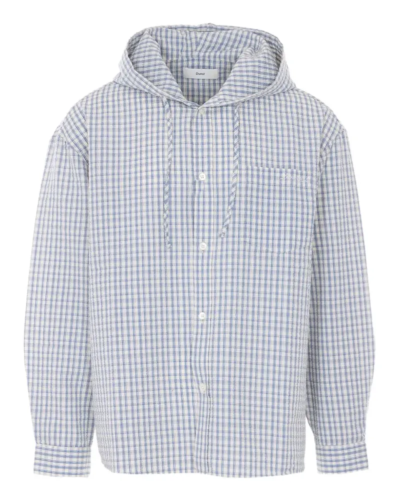 Dunst Karierte Hemdjacke mit Kapuze - Blau Blau