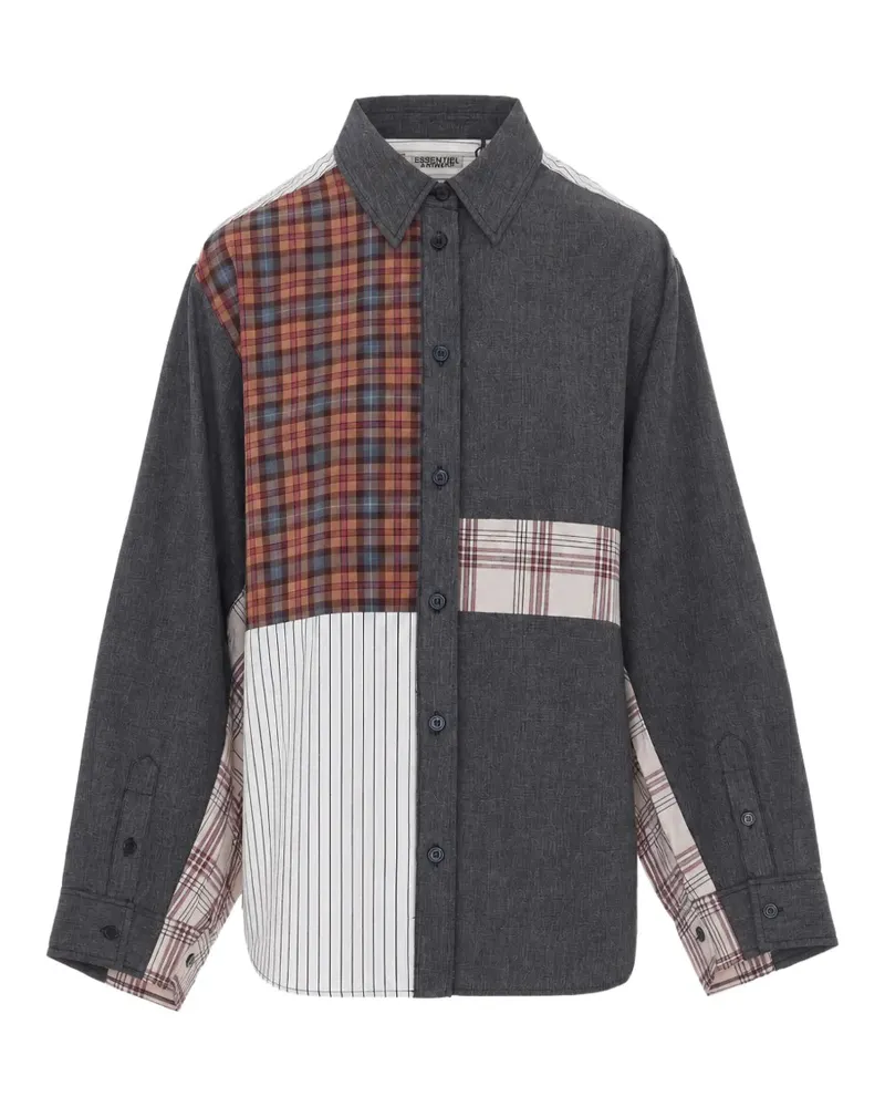 Essentiel patchwork check-print shirt - Grau Grau